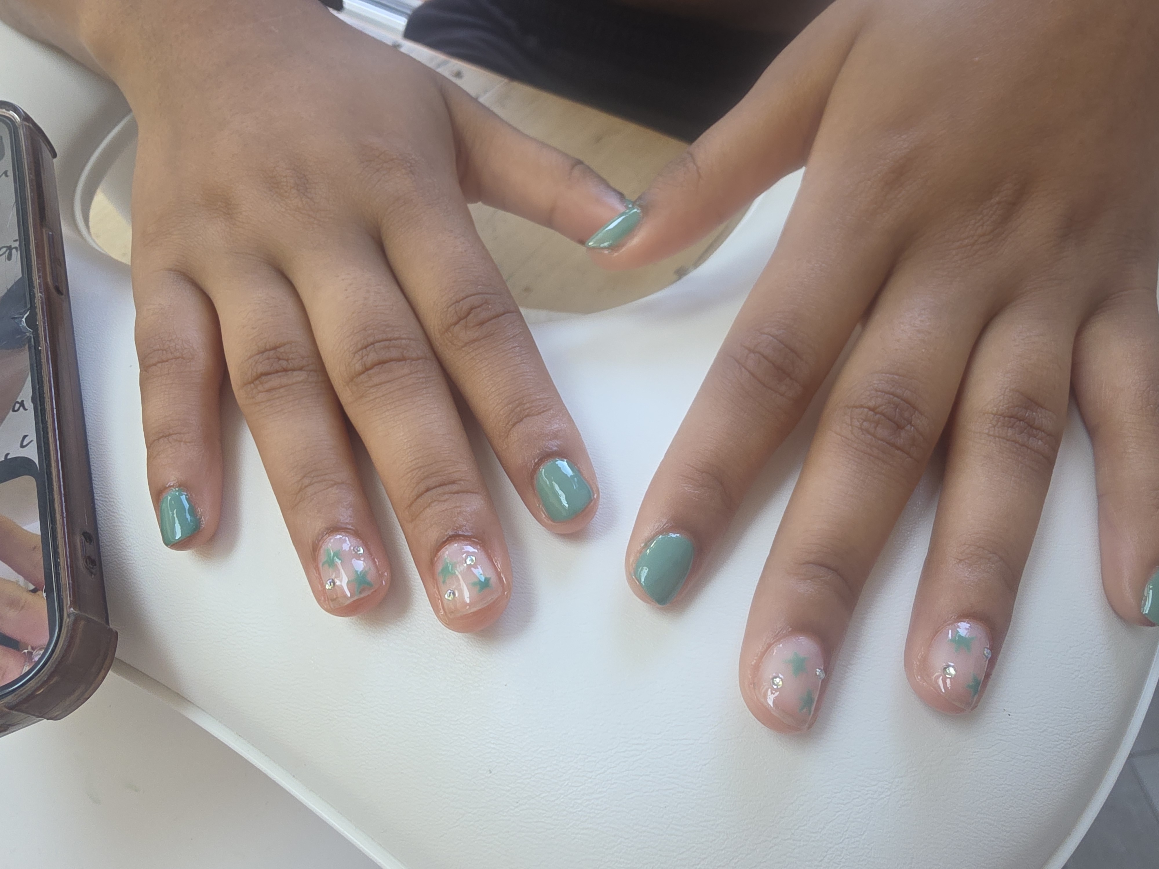 Nail set - green star nails