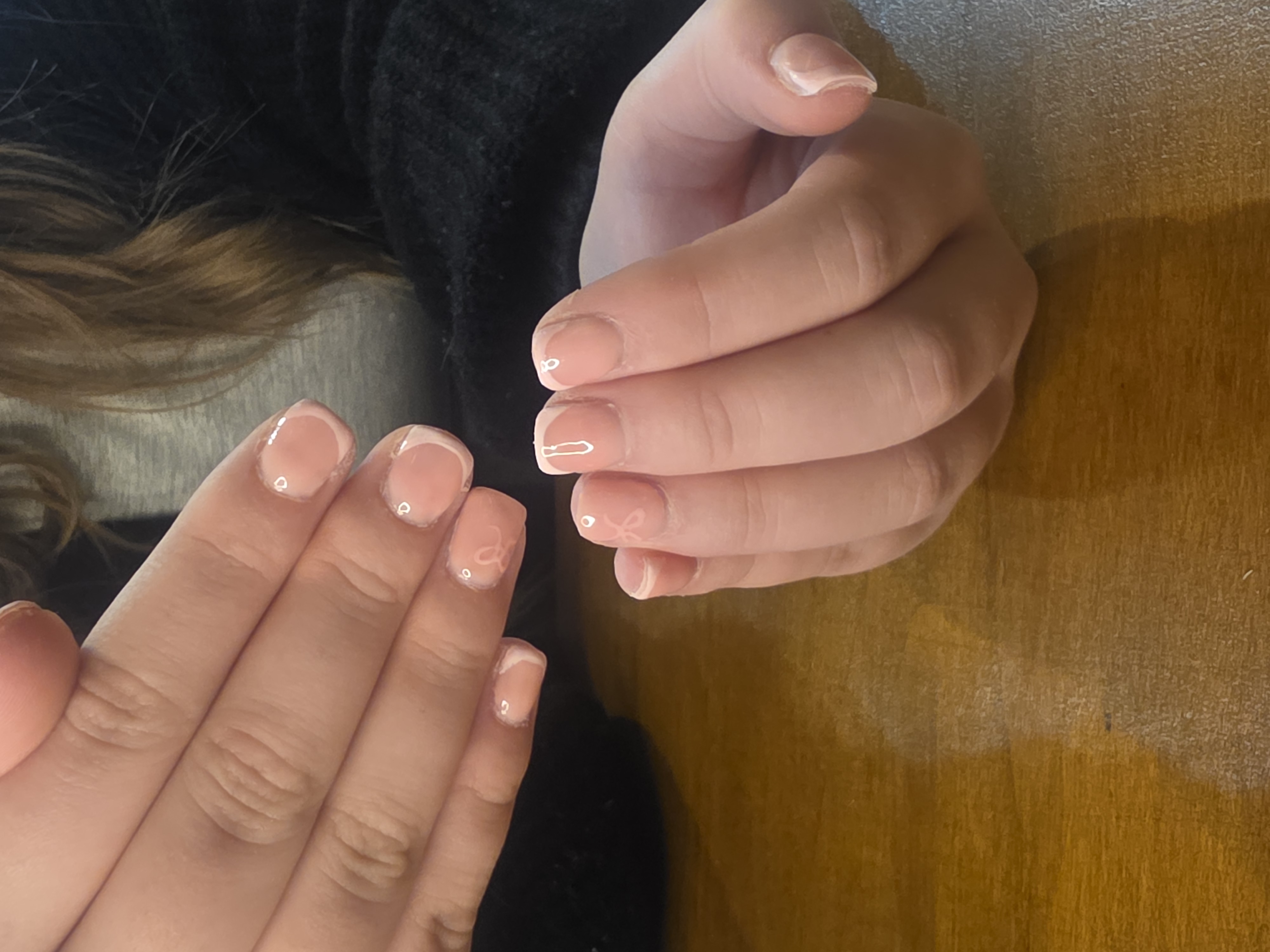 Nail set - pink French bow design