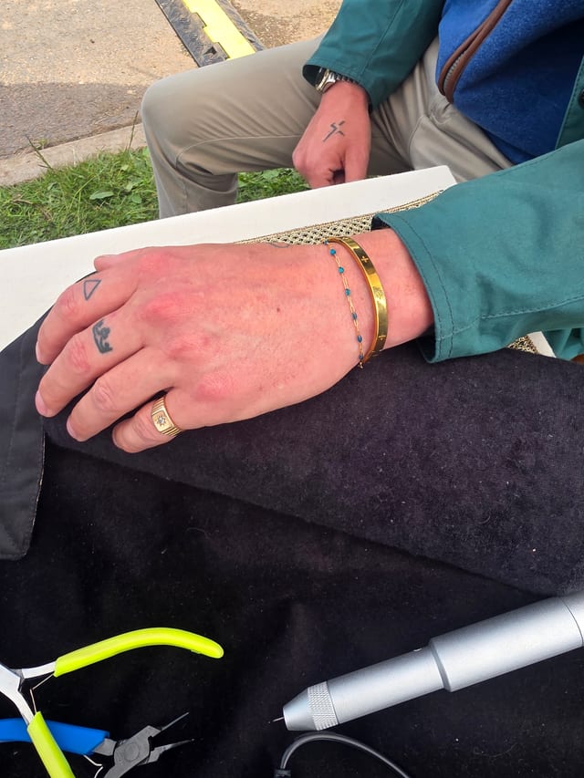 Permanent jewellery - bracelet, blue & gold