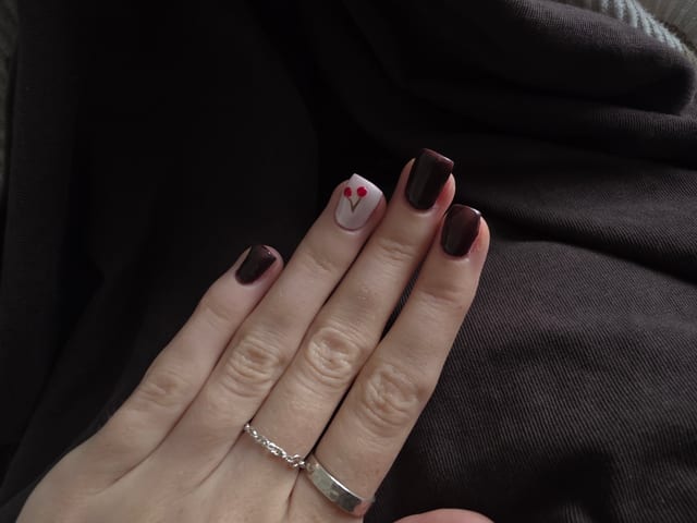 Nail set - brown nails with cherry